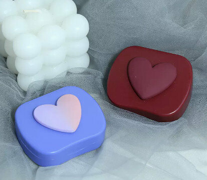 Hot selling compact and portable color contact lens three-dimensional love contact lens case for myopia (specification: as362 wine red + as370 purple)