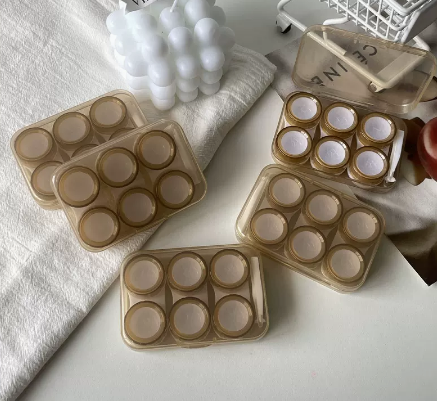 Hot Selling Contact Myopia Glasses Storage Box Color Contact Lens Box (Specification: B33 Three Pairs [Brown] Comes with Stickers)