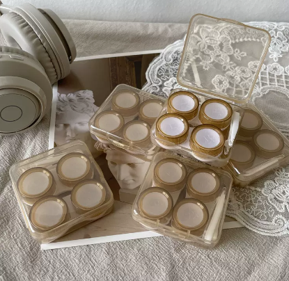 Hot Selling Contact Myopia Glasses Storage Box Color Contact Lens Box (Specification: B937 Two pairs [brown] come with stickers)