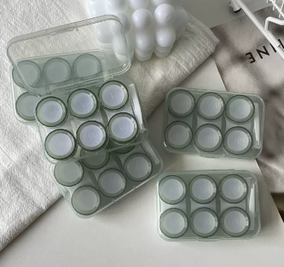 Hot Selling Contact Myopia Glasses Storage Box Color Contact Lens Box (Specification: B33 Three Pairs [Green] Free Stickers)