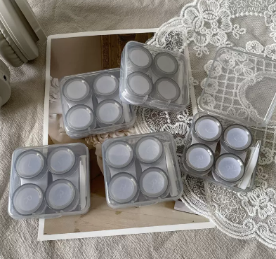 Hot Selling Contact Myopia Glasses Storage Box Color Contact Lens Box (Specification: B937 Two pairs [grey] with stickers included)
