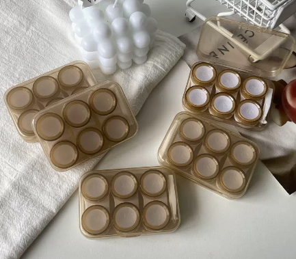 Hot Selling Contact Myopia Glasses Storage Box Color Contact Lens Box (Specification: B33 Three Pairs [Brown] Comes with Stickers + Manual Cleaner)