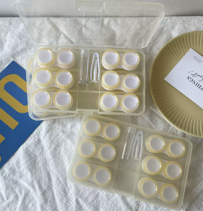 Hot Selling Contact Myopia Glasses Storage Box Color Contact Lens Box (Specification: as938 six pairs [beige] with free stickers)