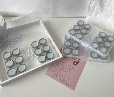 Hot selling contact lens storage box, contact lens box (specification: B936 six pairs [transparent green] with stickers included)
