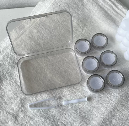 Hot Selling Contact Myopia Glasses Storage Box Color Contact Lens Box (Specification: B33 Three Pairs [Gray] Comes with Stickers + Manual Cleaner)