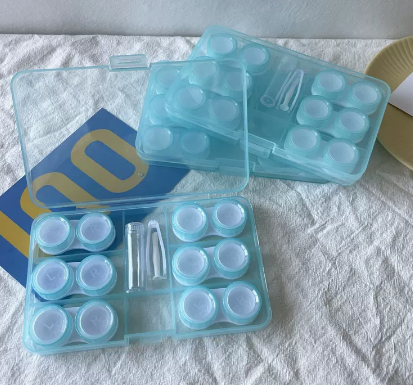 Hot selling contact lens storage box and contact lens box (specification: as938 six pairs [green] with free stickers)