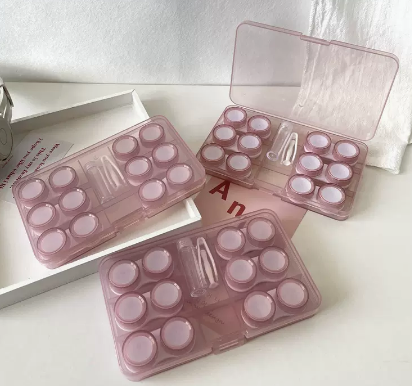 Hot Selling Contact Myopia Glasses Storage Box Color Contact Lens Box (Specification: B936 six pairs [pink] with stickers included)