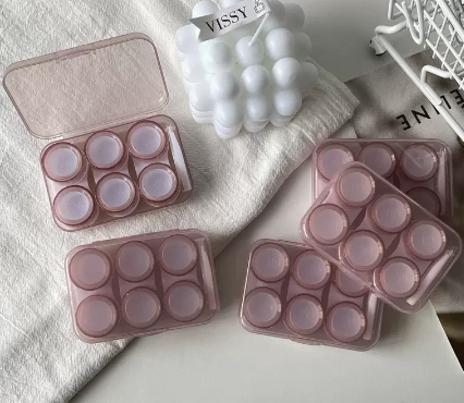 Hot Selling Contact Myopia Glasses Storage Box Color Contact Lens Box (Specification: B33 Three Pairs [Pink] Comes with Stickers + Manual Cleaner)
