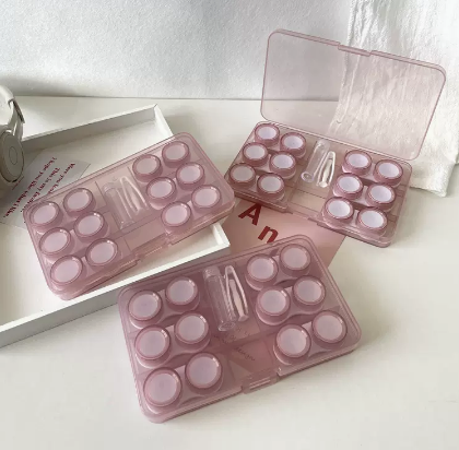 Hot selling contact lens storage box and contact lens box (specifications: B936 six pairs [pink] with free stickers + manual cleaner)