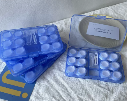 Hot selling contact lens storage box and contact lens box (specifications: as938 six pairs [blue] with free stickers + manual cleaner)