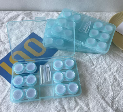 Hot selling contact lens storage box, contact lens box (specifications: as938 six pairs [green] free stickers + manual cleaner)