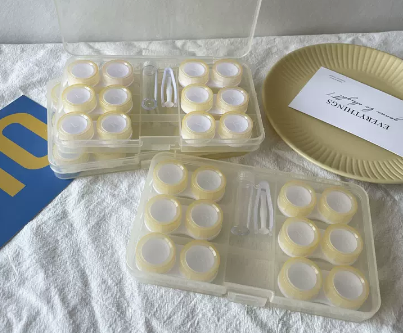 Hot selling contact lens storage box and contact lens box (specifications: as938 six pairs [beige] with free stickers + manual cleaner)