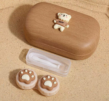 Hot Selling Contact Lens Case Color Contact Lens Case (Specification: Brown Outer Box-Milk Tea Bear)