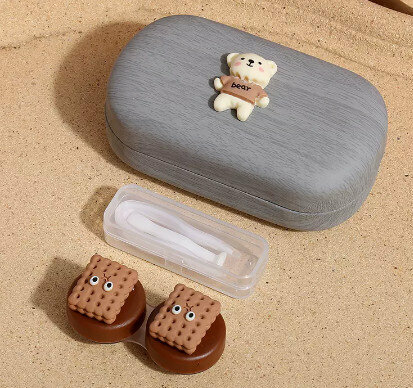 Hot selling contact lens case, contact lens case (specifications: gray outer box-little bear paw)