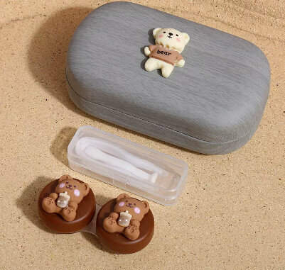 Hot selling contact lens case, contact lens case (specifications: gray outer box-pacifier bear)