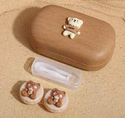Hot selling contact lens case, contact lens case (specification: brown outer box-pacifier bear)