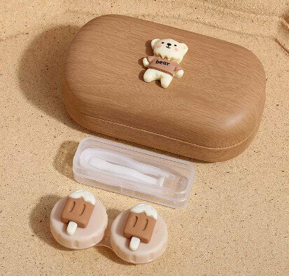 Hot selling contact lens case, contact lens case (specifications: brown outer box - small flowers)