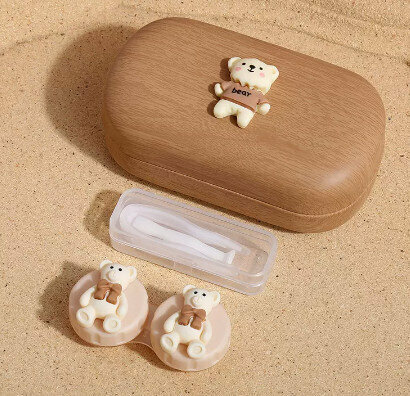 Hot selling contact lens case, contact lens case (specification: brown outer box-scarf bear)