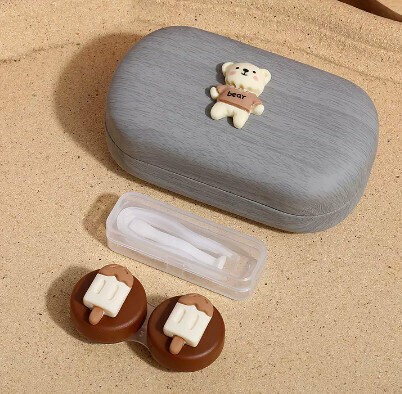 Hot selling contact lens case, contact lens case (specifications: gray outer box - small flowers)