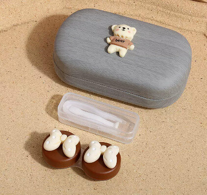 Hot selling contact lens case, contact lens case (specifications: gray outer box - dotted bow)