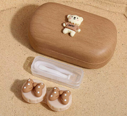 Hot selling contact lens case, contact lens case (specifications: brown outer box - dotted bow)