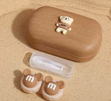 Hot selling contact lens case, contact lens case (specification: brown outer box-M beans)