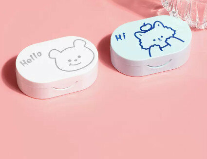 Hot Selling Contact Lens Case Color Contact Lens Case (Specification: CM-011 Cartoon [White Bear + Blue Fox])