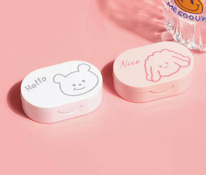 Hot Selling Contact Lens Case Color Contact Lens Case (Specification: CM-011 Cartoon [White Bear + Pink Teddy])