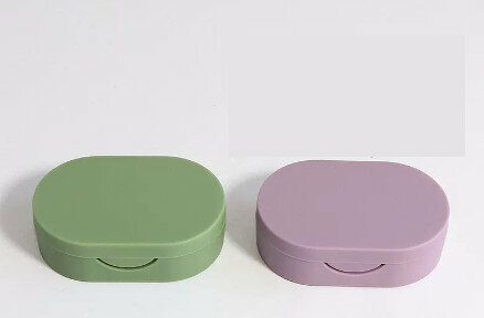 Hot Selling Contact Lens Case Color Contact Lens Case (Specification: CM-011 Silicone [Milkshake Green + Wave Purple])