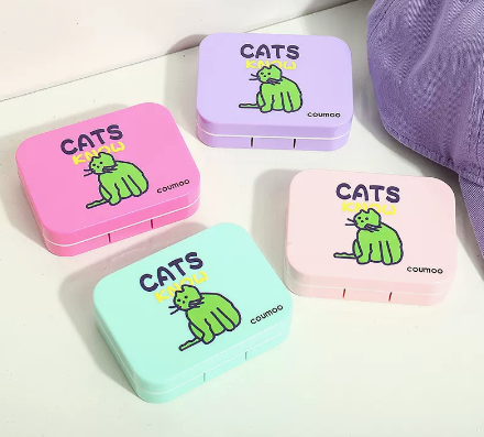 Hot Selling Contact Lens Case Color Contact Lens Case (Specification: [Pink + Green] Cat)