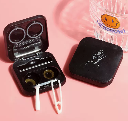 Hot Selling No-Twist Contact Lens Case Care Contact Lens Case (Specification: [Black Abstract Painting])