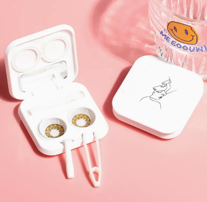 Hot Selling No-Twist Contact Lens Case Care Contact Lens Case (Specification: [White Abstract Painting])