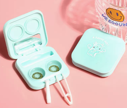Hot Selling No-Twist Contact Lens Case Care Color Contact Lens Box (Specification: [Green Happy Cow])