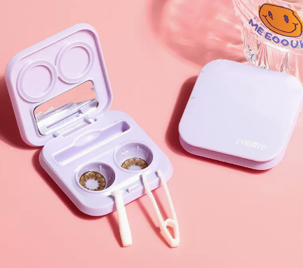 Hot Selling No-Twist Contact Lens Case Care Color Contact Lens Box (Specification: [Purple Letters])