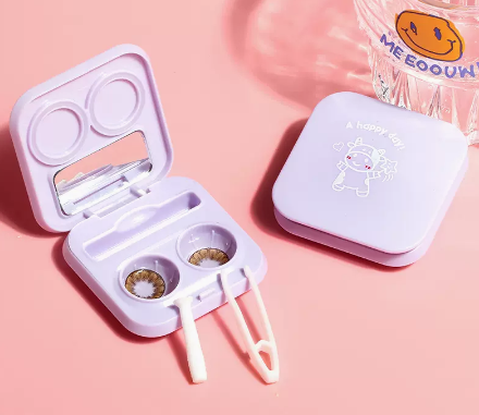 Hot Selling No-Twist Contact Lens Case Care Color Contact Lens Box (Specification: [Purple Star Cow])