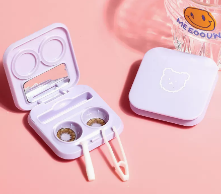 Hot Selling No-Twist Contact Lens Case Care Contact Lens Box (Specification: [Purple Bear Head])