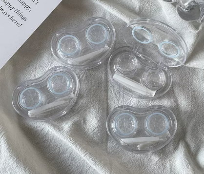 Popular transparent contact lenses for myopia and contact lenses, no need to twist the lid (Specifications: Love Skylight Style [Blue 1 piece])