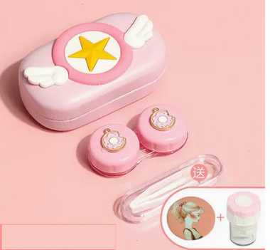 Popular Contact Myopia Glasses Cartoon Care and Storage Companion Color Contact Lens Box (Specifications: Compact Box-Donut [Free Cleaner + Portable Mirror])