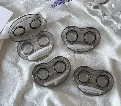 Popular transparent contact lenses for myopia and contact lenses, no need to twist the lid (Specifications: Love skylight style [1 piece in black])