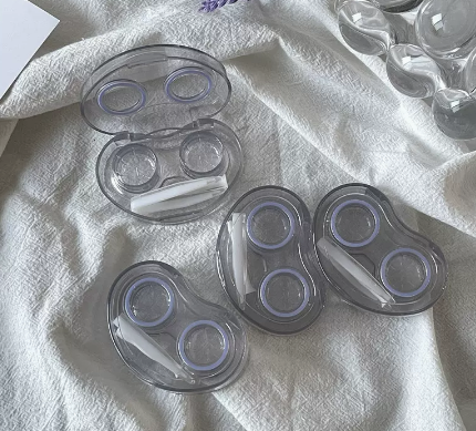 Popular transparent contact lenses for myopia and contact lenses, no need to twist the lid (Specifications: Love skylight style [Purple 1 piece])