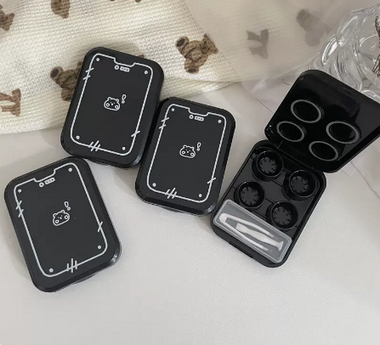 Popular transparent contact lens box for myopia without twisting the lid (Specification: black [2 pairs])