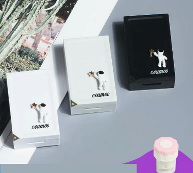 Popular transparent contact lens case, myopia glasses and contact lens case (specifications: astronaut [full set of three] comes with manual cleaner)