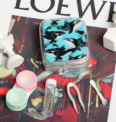 Popular contact lens case, myopia glasses and contact lens case (specifications: 4 black whales)