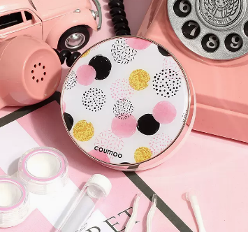 Popular double box portable leak-proof double box contact lens box myopia glasses contact lens box (specification: round large particles)