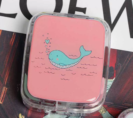 Popular contact lens case, myopia glasses and contact lens case (specifications: a pink whale)
