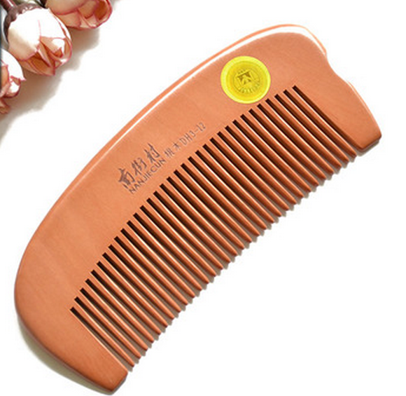 Popular natural peach wood comb anti-static (simple package 12.5 cm)