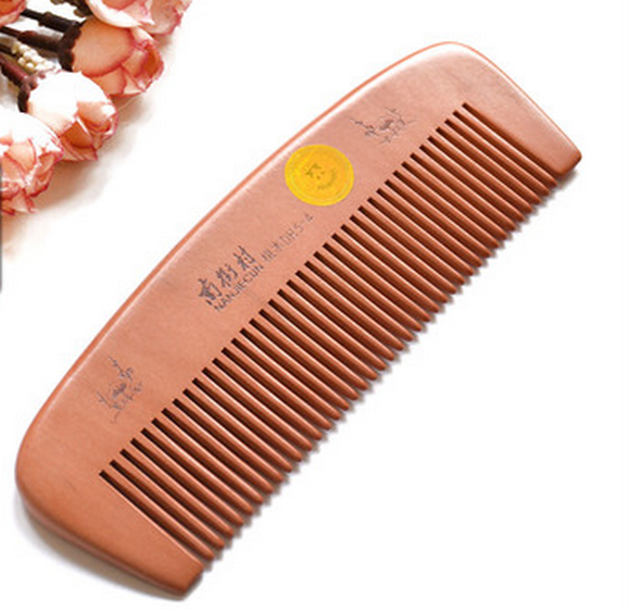 The most popular peachwood comb with dense teeth (simple package, total length 15 cm)