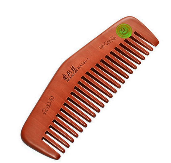Popular wooden comb with wide teeth and large teeth (simple decoration) 16 cm