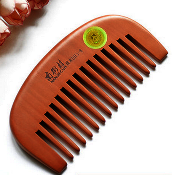 Popular small wide-tooth mahogany comb (simple package, about 11 cm)