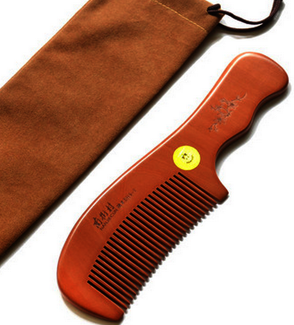 Popular peach wood comb for long hair, anti-static (DH9-7 (packed in cloth bag), total length 19 cm)